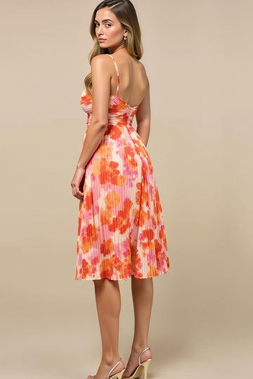 Sunset Printed A Line Midi Ruched Robe d’été